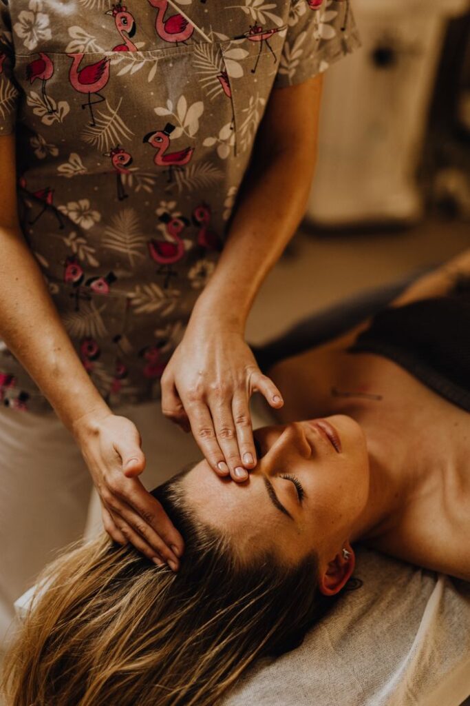 A calming spa experience with a head massage for relaxation and wellness.